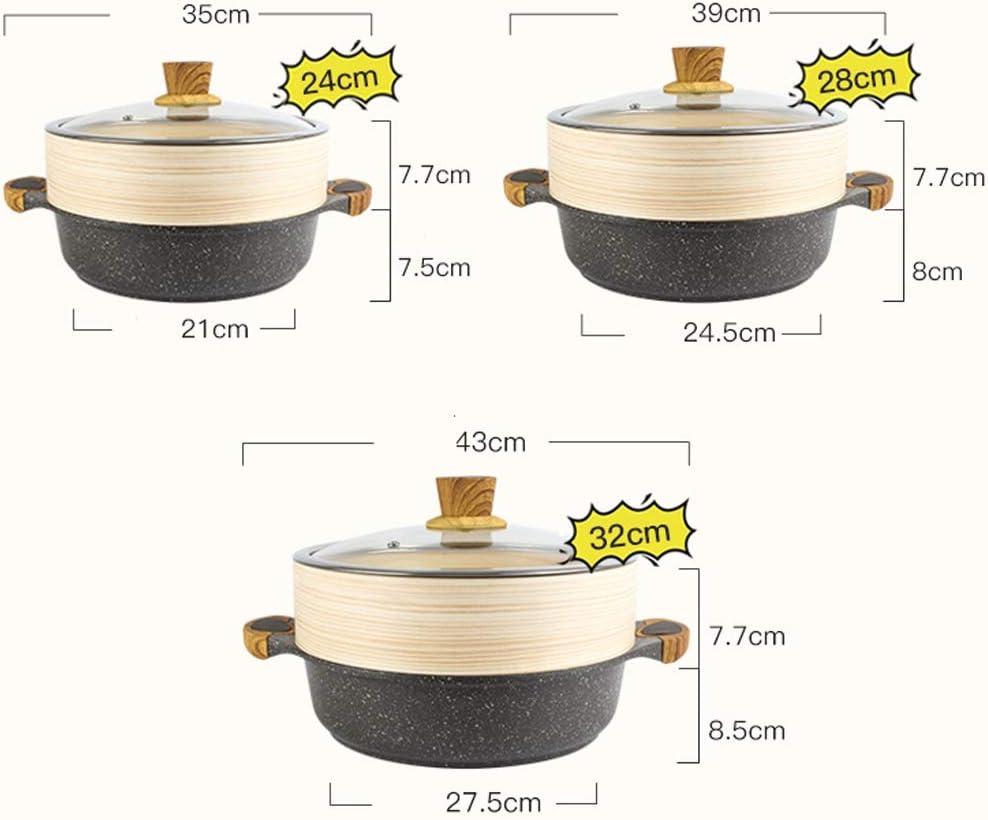 Maifan Stone Soup Pot Ear Pot Non-stick Pot Cooking Pot Steamer Ramen Pot Pot Aluminum Pot Induction Cooker Special Pot(28cm)