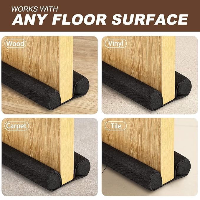 Image of Door Bottom Sealing Strip Guard for Home | (36 inches) | Door Stoppers | Door Seal | Door Closers | Sound-Proof Reduce Noise Energy Saving Weather Stripping (Black, Pack of 4)