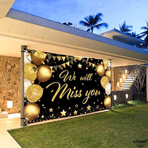 Image of KatchOn, Black and Gold We Will Miss You Banner - Xtralarge, 72x44 Inch | Graduation Backdrop for 2026 Graduation Party Decorations | Backdrop for We Will Miss You Decor | Graduation Decorations 2026