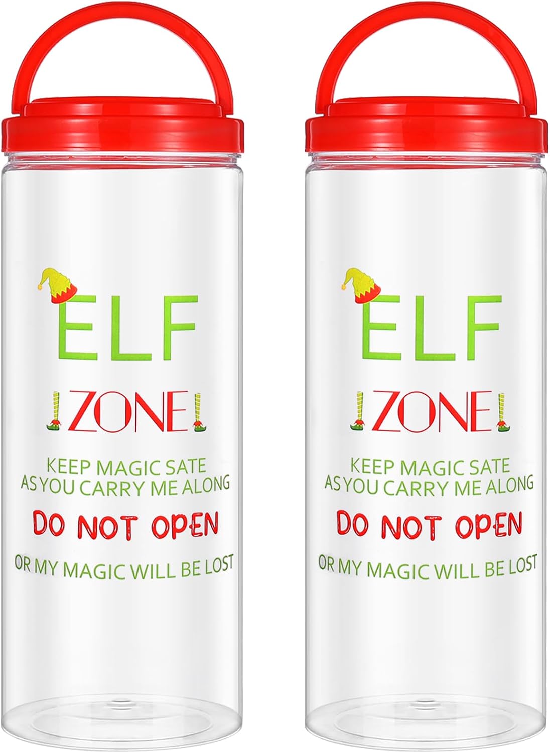 2 Pack Christmas Elf Carrier 4.7 x 4.7 x 12.2 Inch Plastic Elves Carrying Case with Lids Handle Holiday Elf Decoration Container for Xmas Holiday Family Travel Adventures Gift