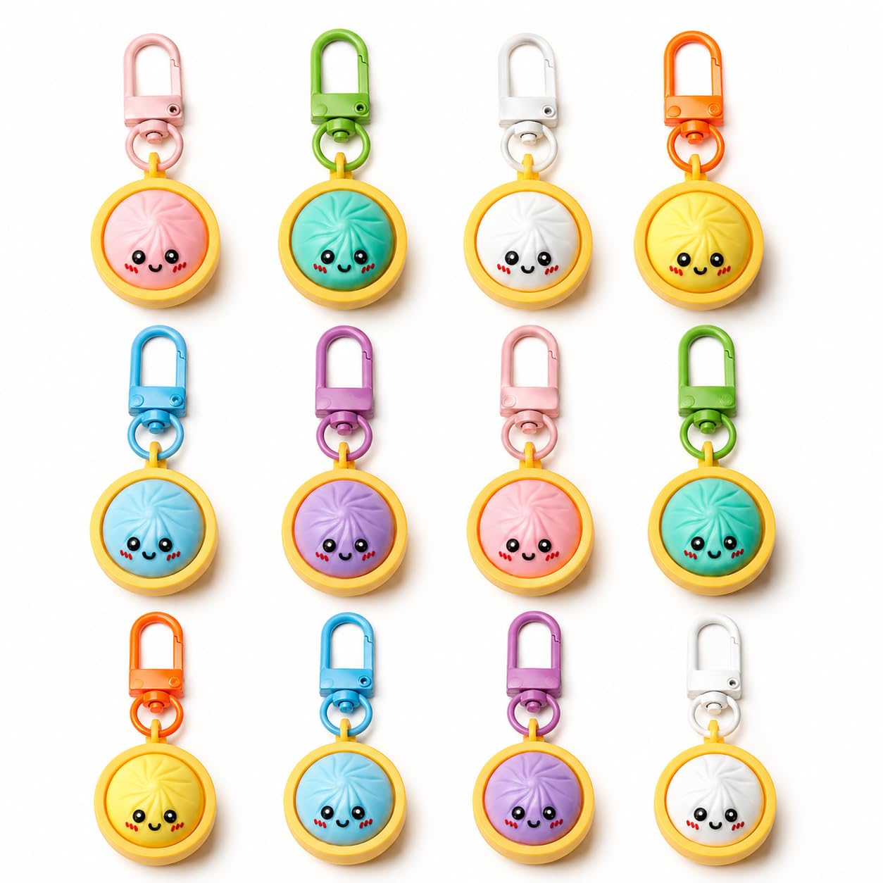 12Pcs Dumpling Squishy Keychain, Random Colours