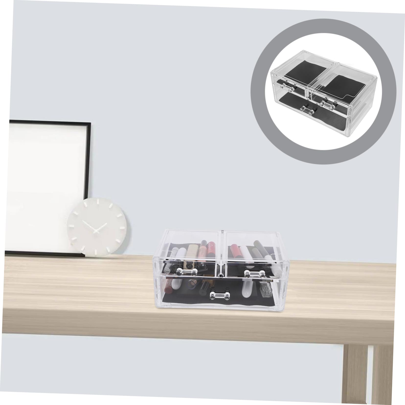 Housoutil Organizzatore di Trucco Acrilico Trasparente Contenitore per Trucchi e Cosmetici Accessori per Cura della Organizer per Bagno