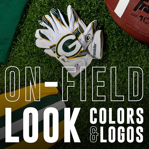 Image of Franklin Sports Youth NFL Football Receiver Gloves - Kids Football Gloves Pair - NFL Team Logos and Silicone Palm