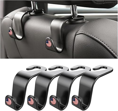 Miniatura 14 de Ganchos para reposacabezas de asiento trasero de automóvil, paquete de 4 ganchos negros elegantes para asiento trasero de automóvil, bolso, ropa