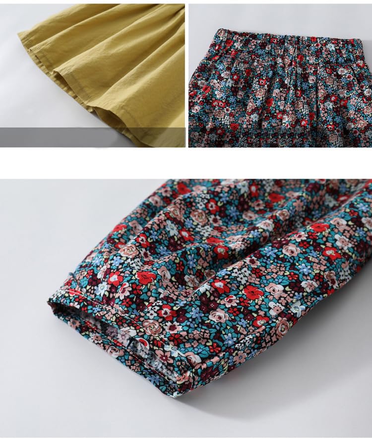 Image of Bold N Elegant Girls Floral Print Balloon Sleeve T-Shirt Top and Capri Shorts Summer Clothing Set for Infant Toddler Baby Girls