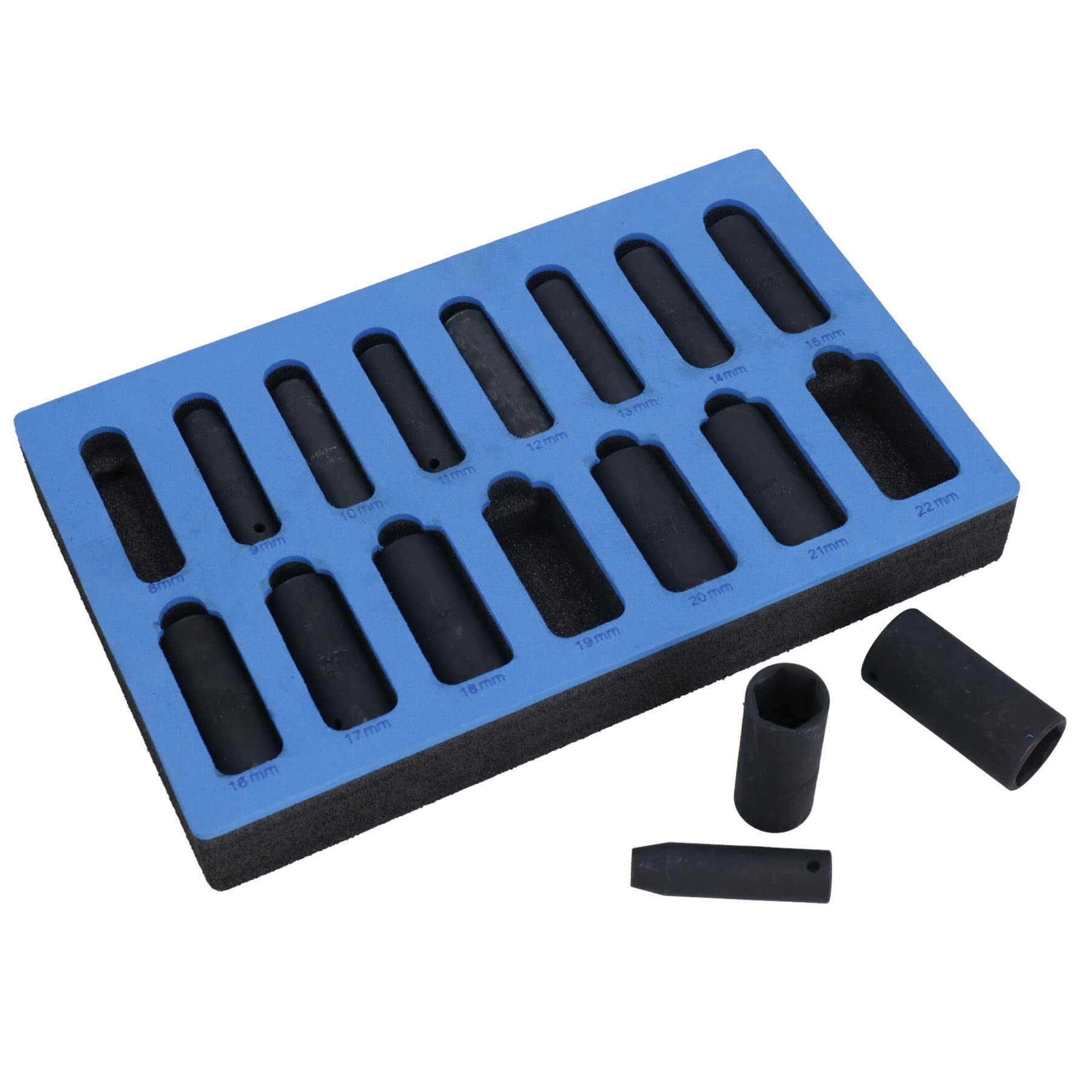 Douilles à choc métriques profondes 3/8 coffret de 15 pièces 6 pans pour atelier