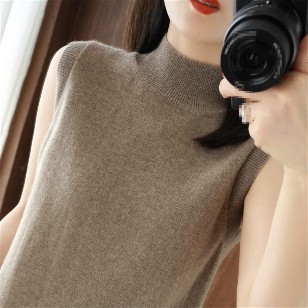 SaoBiiu Confortevole Sexy Mezzo Alto Collo Gilet Delle Donne Tinta Unita Pullover Senza Maniche Manica Corta T-Shirt, Blu, S