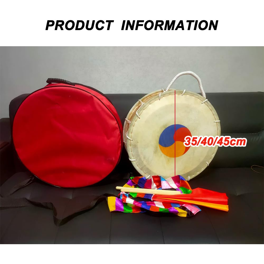 Tambor De Cuerda Pintado Coreano, Incluye Baquetas Y Cinta, Sonido Fuerte/Fácil De Tocar,45CM