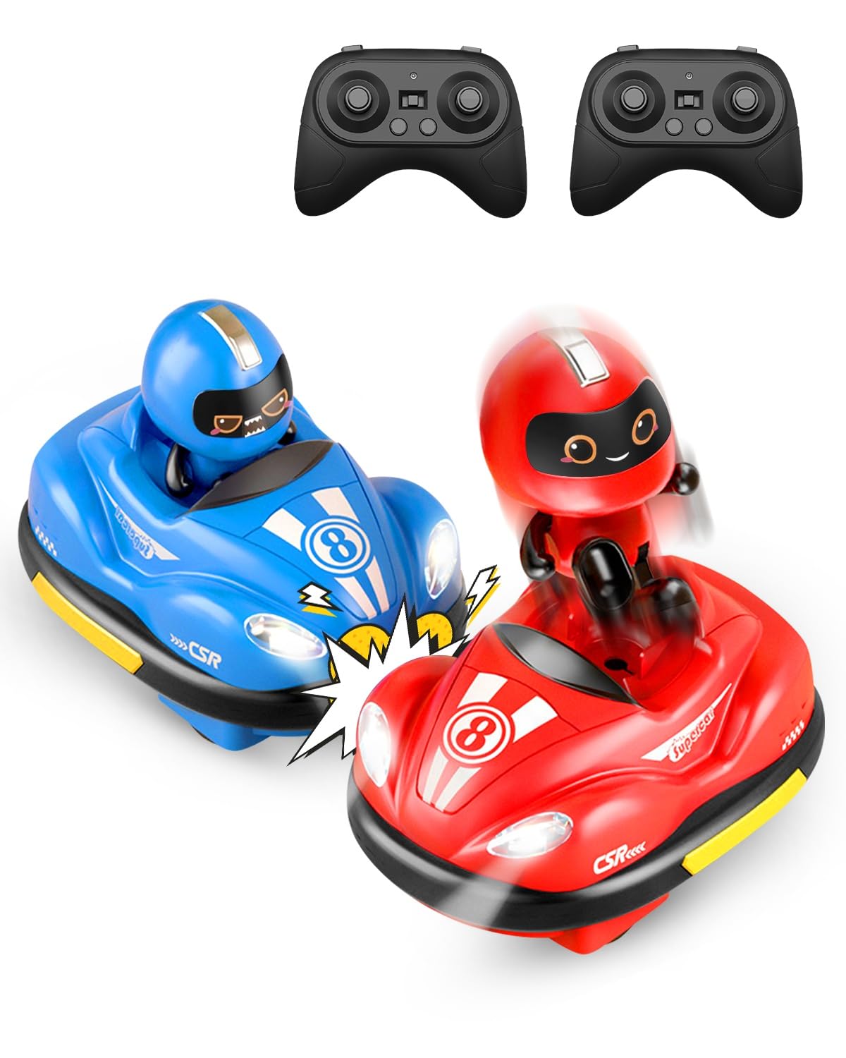Scayans Remote Control Bumper Cars Toys for Kids Cartoon Car with Ejecting Drivers for Boys Girls Adult 2Pack Road Rage Car with Music & Light, Family Party Games Christmas Birthday Gift for Kids