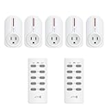 JTD ® 5 Pack Remote Control Outlet Switch 3rd Generation Energy Saving Auto-programmable Wireless Electrical Plug Switch for Household Appliances Lighting & Electrical Equipment (2 Remotes)