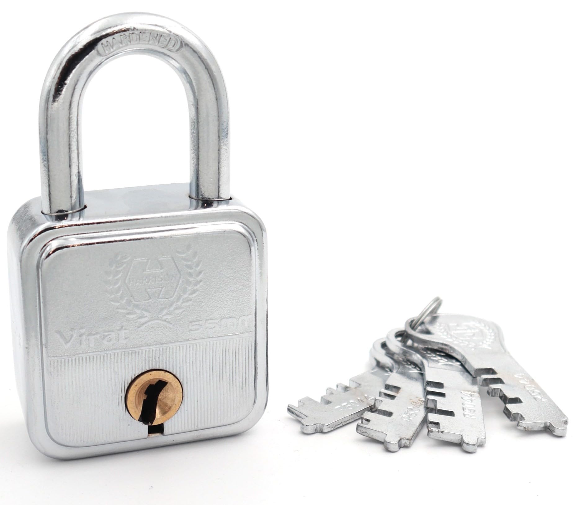 Harrison Padlocks/Square Padlock 55mm 8 Lever with 3 Keys VIRAT-0592 Pack of 1/ Mild Steel Material/Bright Chrome Plated Finish/Door Lock, Shutter Lock, Godown Lock, gate Lock-image-18