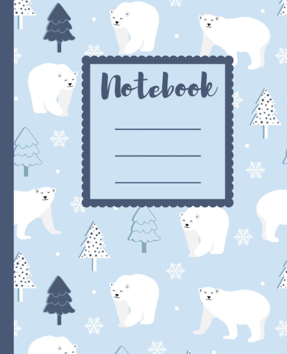 Blue Polar Bear Notebook: Journal - College Ruled - 7.5 X 9.25 - 120 Pages