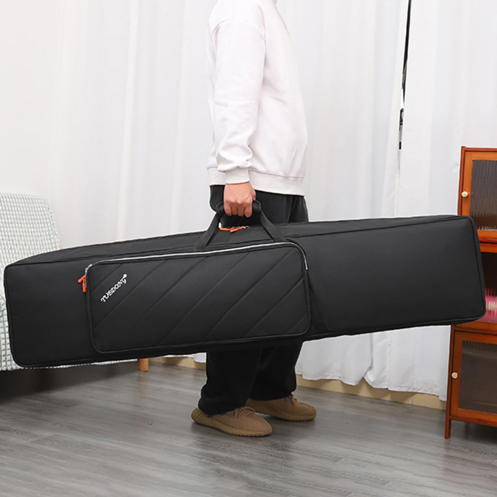 Dick gepolsterte Tasche für E Pianos und E Orgeln mit integrierten Gurten für lange Haltbarkeit. 88 Tasten Keyboardtasche/Piano Tragetasche, Schwarz, 137 cm
