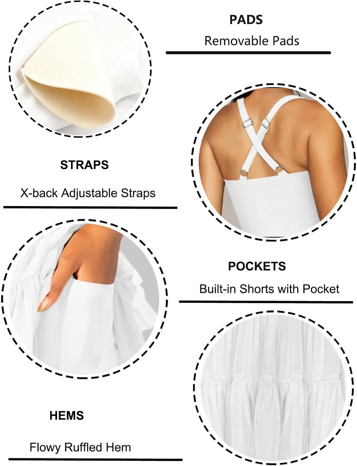 Jinsha Womens Tennis Dress Cute 2-in-1 Athletic Dresses Halter Neck Golf Workout Dress with Built-in Bra & Shorts Pockets - Image 4