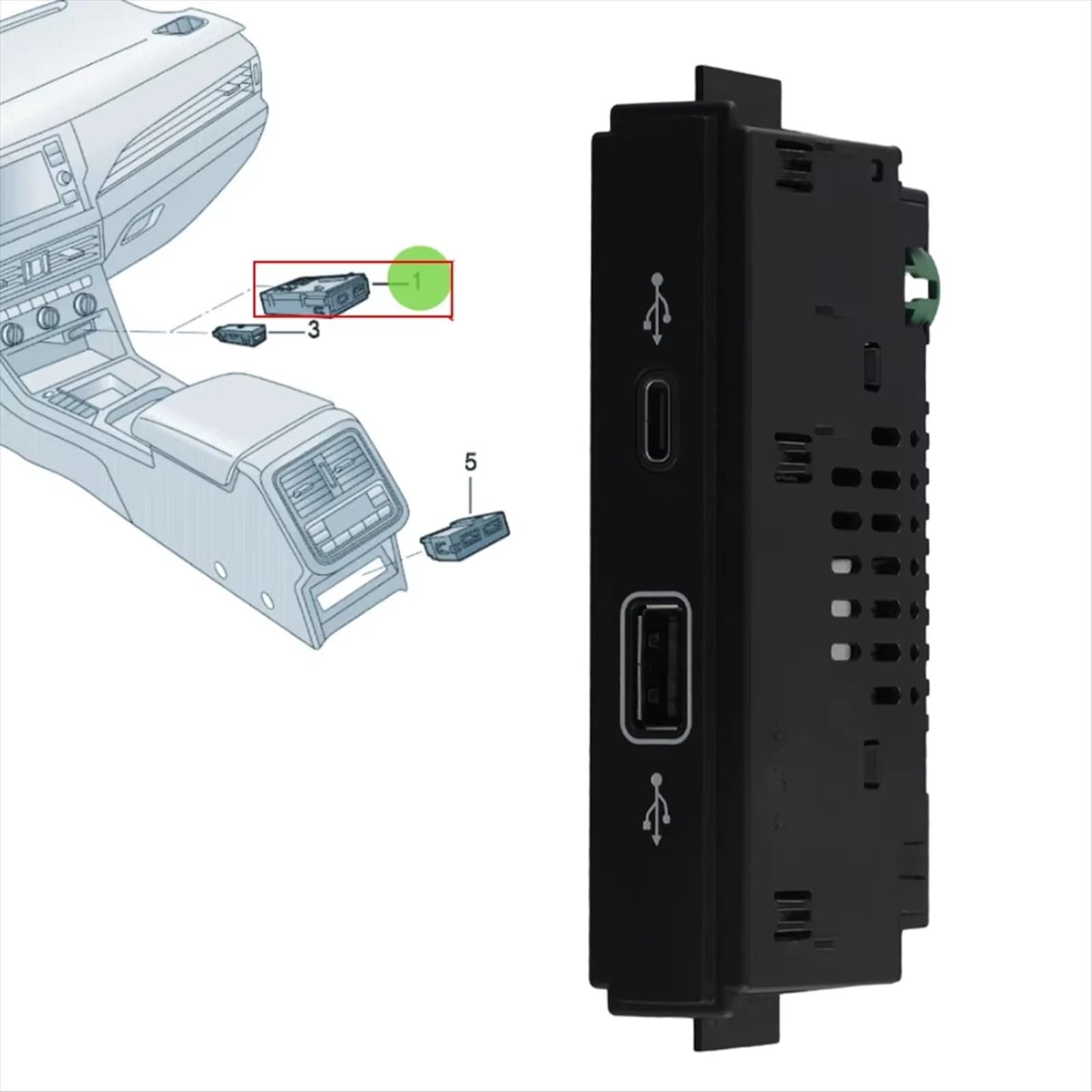 Para Para Tiguan MK2 Para Viloran 30D035736 USB TYPE-C Consola Frontal Puertos USB Con Cable Adaptador USB Interfaz AUX