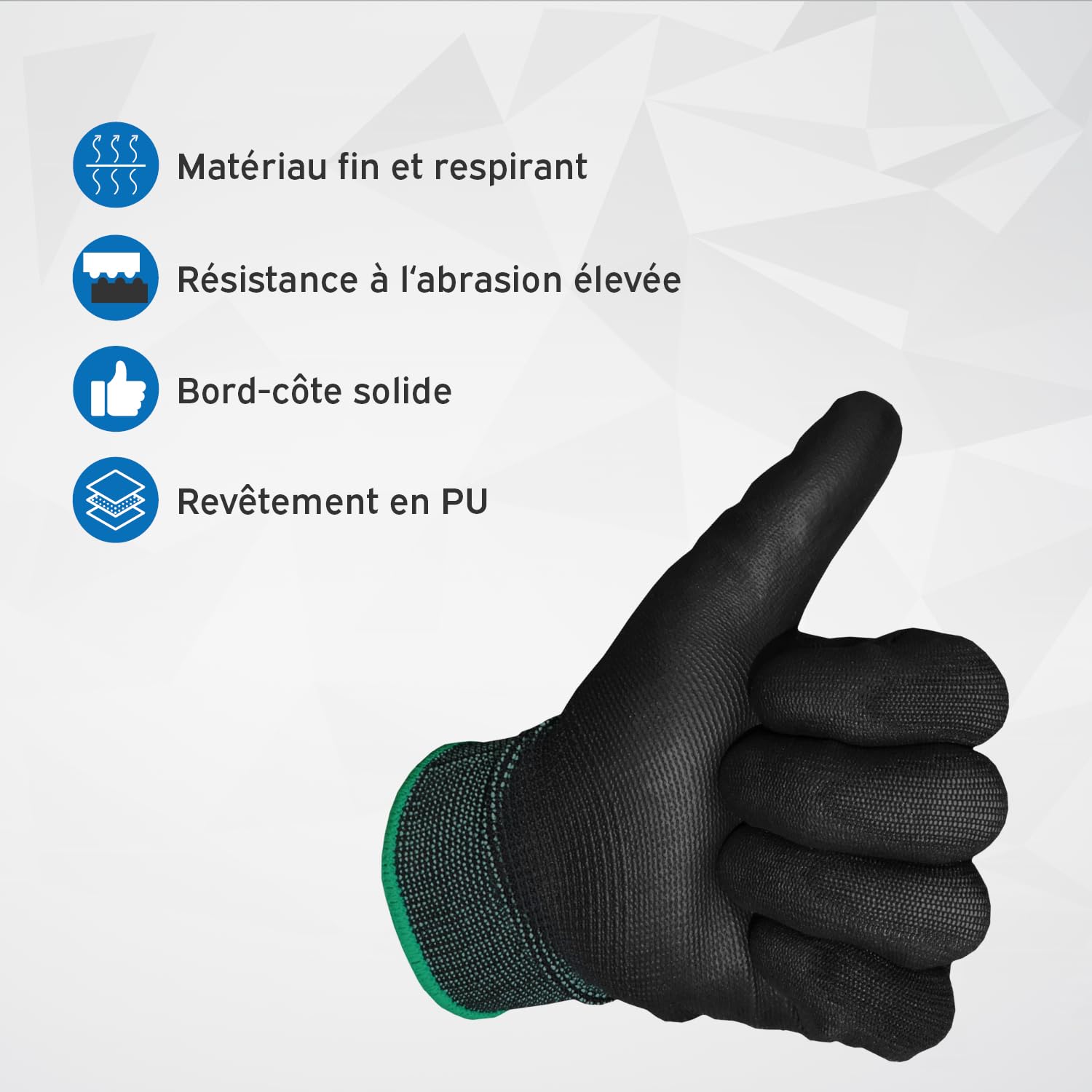 kör4u Lot de 140 paires de gants de travail respirants et revêtus pour la protection, gants de jardinage pour femme et mécanicien, avec revêtement PU de haute qualité, fins et légers