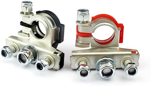 1 par de alta resistencia poste superior 3 vías conector terminal de batería universal auto coche furgoneta barco positivo+negativo (rojo+negro)