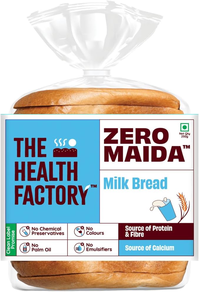 The Health Factory Zero Maida Milk Bread 250g | Clean Label, Not Brown