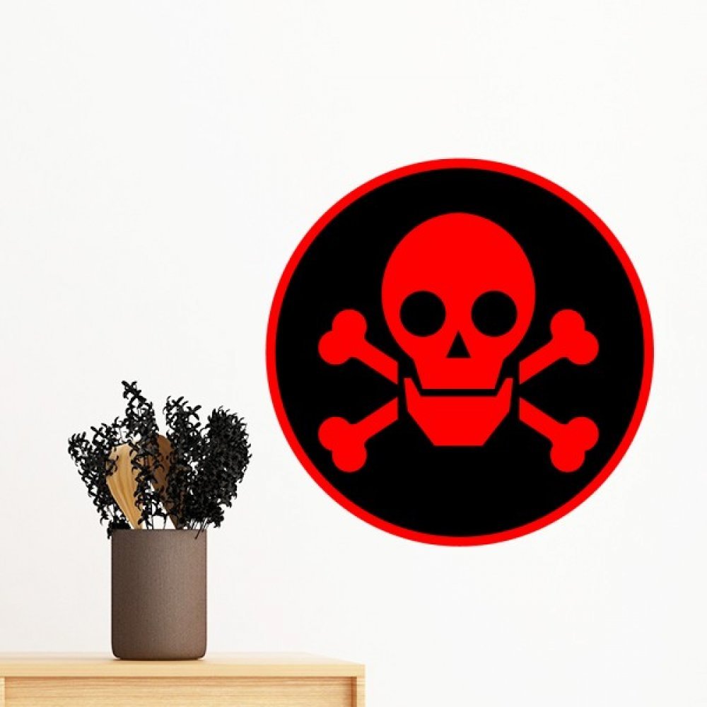 Produits chimiques toxiques sticker mural rouge pour masquer un mur vide