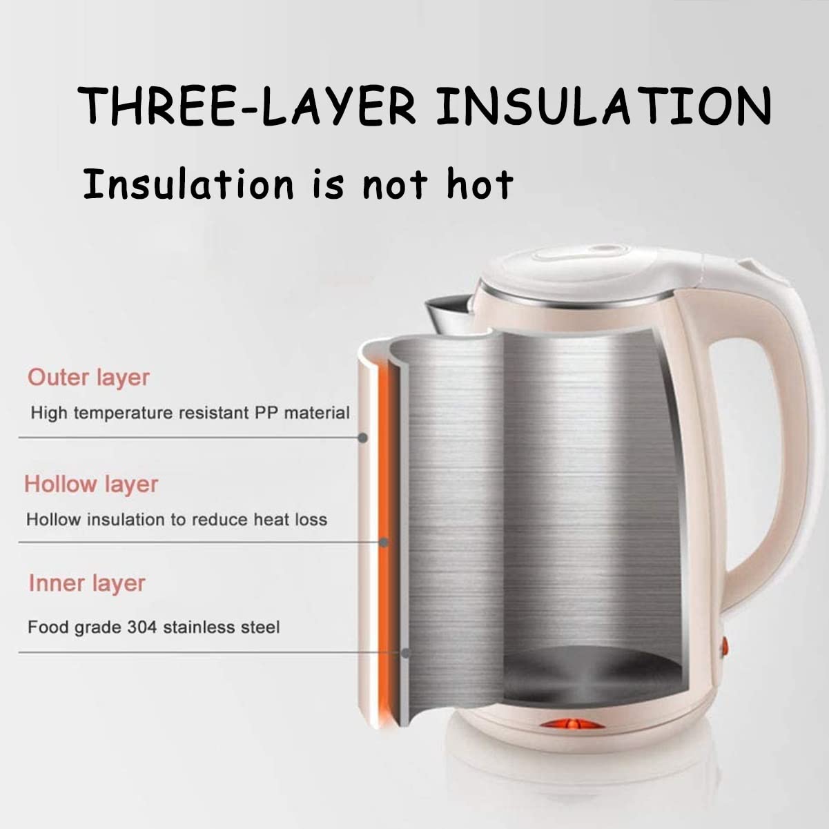 Hervidor eléctrico de doble pared de 1,7 L con tacto frío, filtro de agua de ebullición rápida de 1800 W, hervidor de agua de acero inoxidable, apagado automático y protección contra sobreca