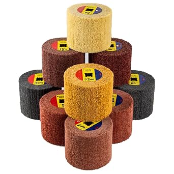 7 Pcs Abrasive Drawing Wheel Burnishing Wheel, 4.7" x 4" Finishing Drum | Surface Conditioning Tool Drum, For Metal, Grit 60# 80# 120# 180# 240# 320# 600#