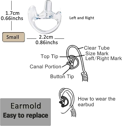 Miniatura 2 de HYS Orejas suaves y flexibles con inserción de oído abierto, pequeños Earmold para Walkie Talkie Air, auriculares acústicos, 3 pares transparentes