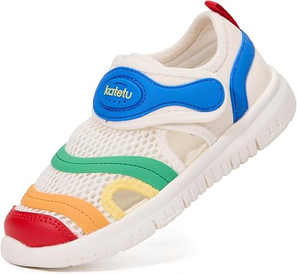 Toddler Sandals for Boys and Girls, Closed Toe Kids Sandals with Breathable Mesh, Lightweight Non Slip Outdoor Walking Shoes for Summer Beach Playground