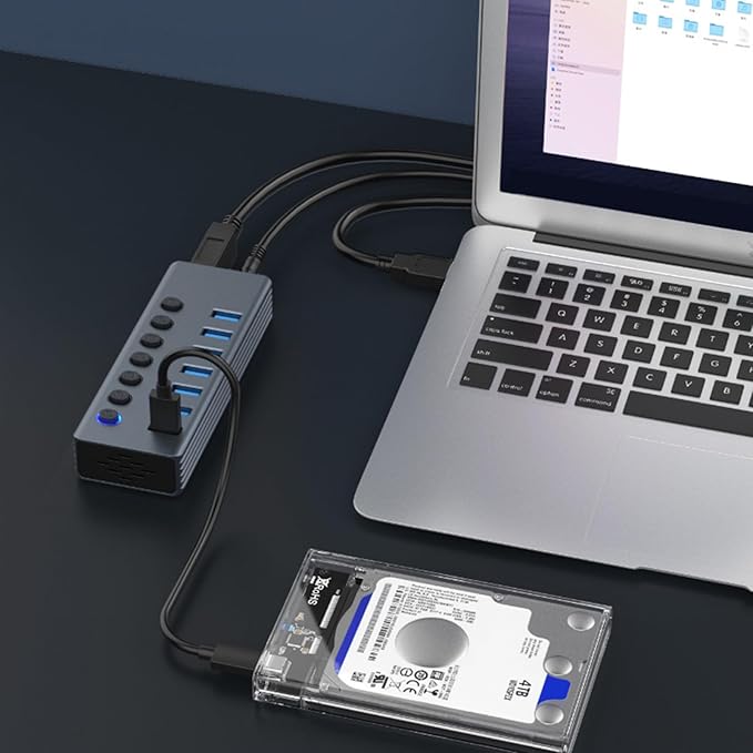 Hub USB 3.0 de 7 puertos con interruptores LED individuales miniatura 3