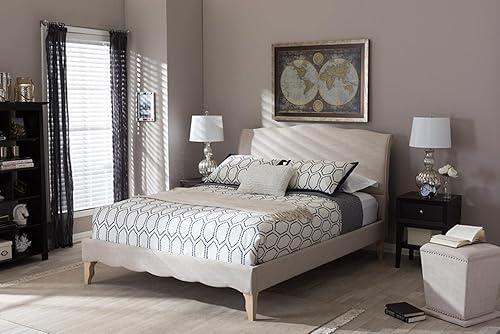 Baxton Studio Fannie French Classic Modern Style Beige Linen Fabric