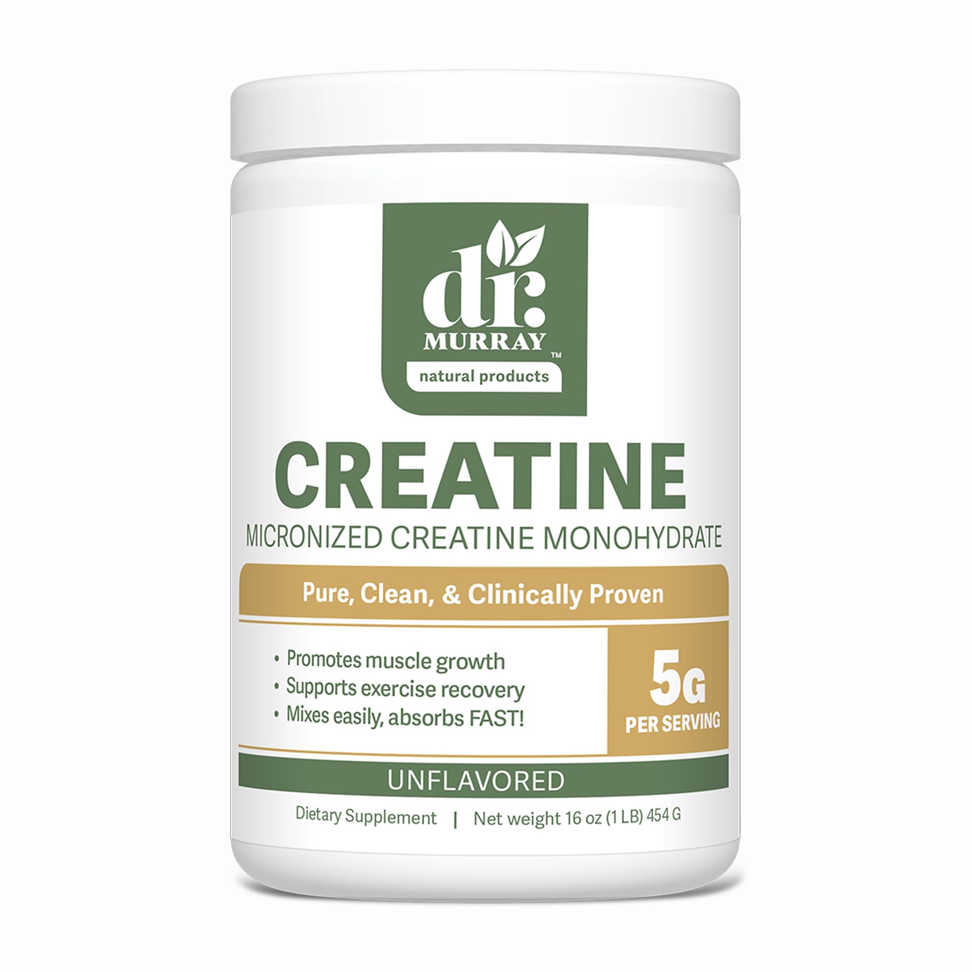 Dr. Murray's Micronized Creatine Monohydrate Powder, Unflavored, 5 Grams