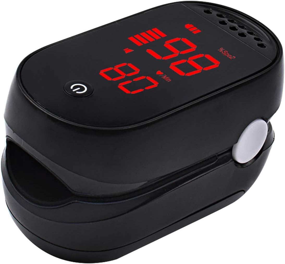 Finger Pulse Oximeter, Fingertip Blood Oxygen Saturation Monitor | with Heart Rate, Pulse Rate, Respiratory Rate Displaying (with Lanyard)