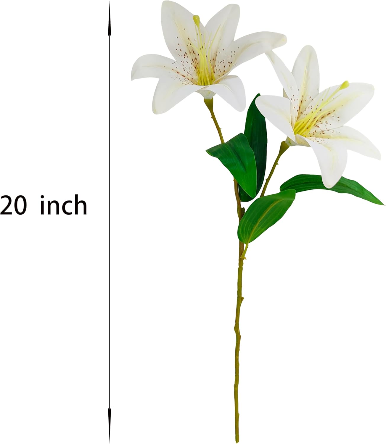 Artificial Ivory White Lilies Flowers,10Pcs Faux Lily Flower,20''Tiger Lily Branch with 2 Full Blooms, Faux Fake Lilies Plants for Wedding Bouquet Home Party Indoor Floral Arrangements - Image 2