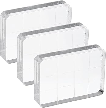 PATIKIL Acrylic Stamp Block, 3 Pack Stamping Block Rectangular Shape with Grid Lines Decorative Mounting Blocks Set for Scrapbooking DIY Crafts Card Making, 1.6x1.2