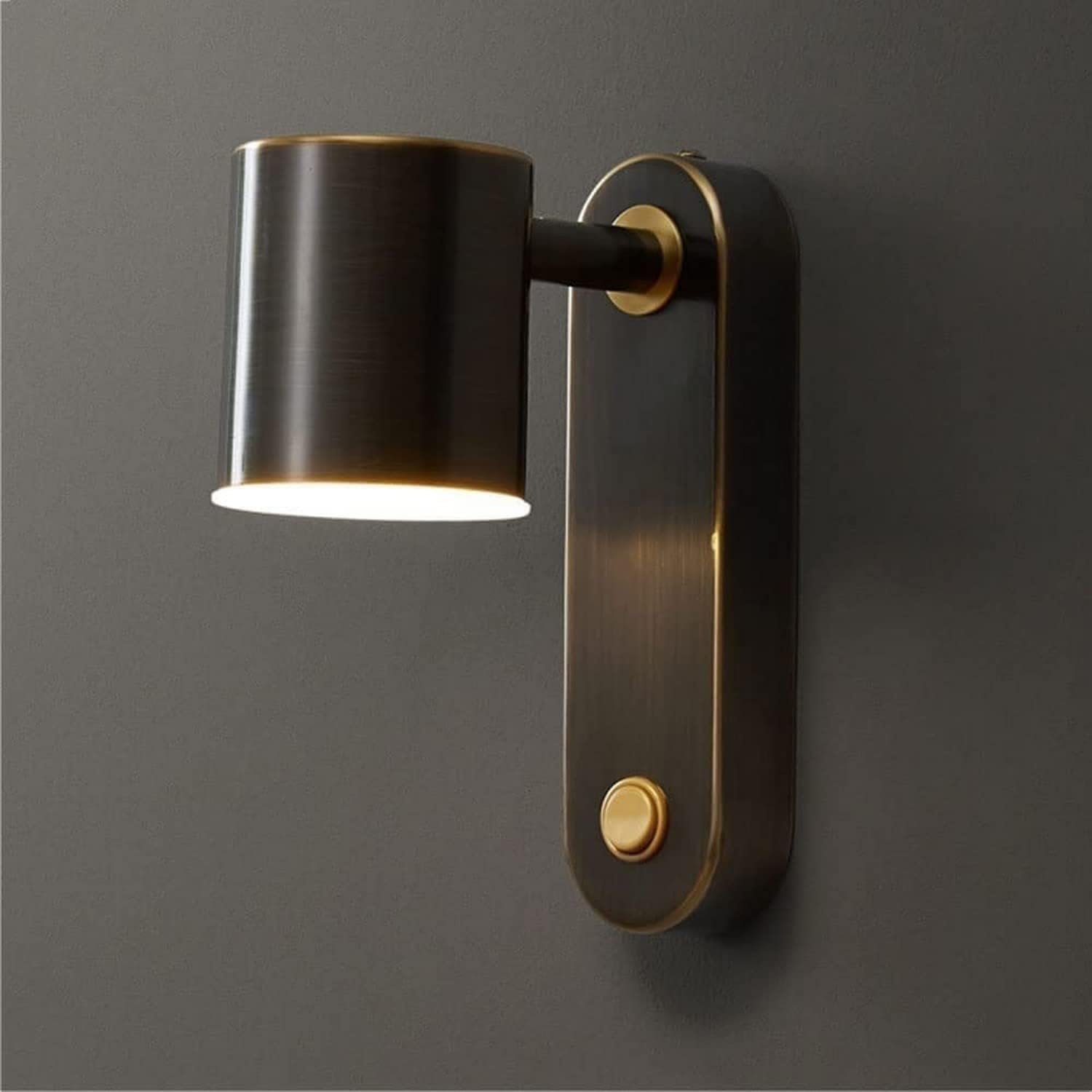 OLSKFUH Bedroom Bedside Wall Lamp Modern Rotatable All Copper Wall Light With Switch E27 Base Illumination Wall Sconce Compatible With Restaurant,Onecolor