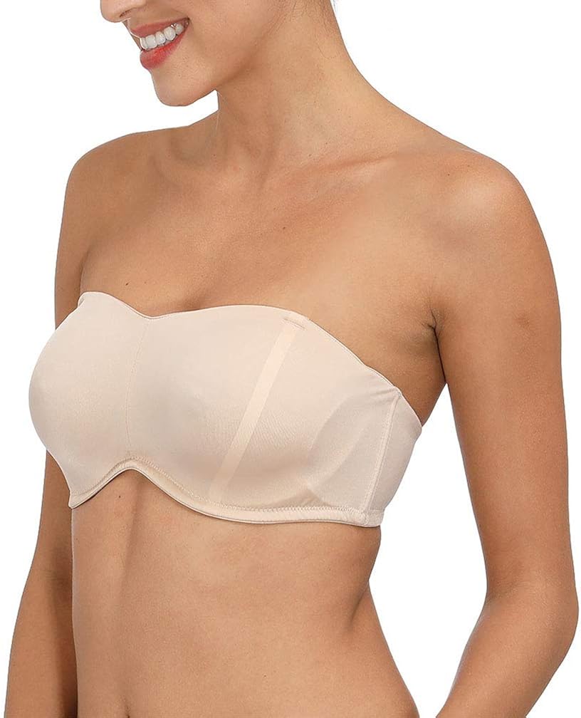 YANDW Full Coverage Strapless Bandeau Bra Multiway Clear Straps Supportive Removable Pads Minimizer
