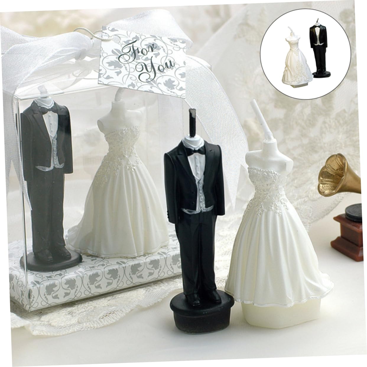 Abaodam 1 Paire Bougies De Mariage Bougie De Couple De Mariage Bougie Costume De ié Bougies Rituelles De Bougie Votive De Jeune ié Gâteau Paraffine Robe De iée