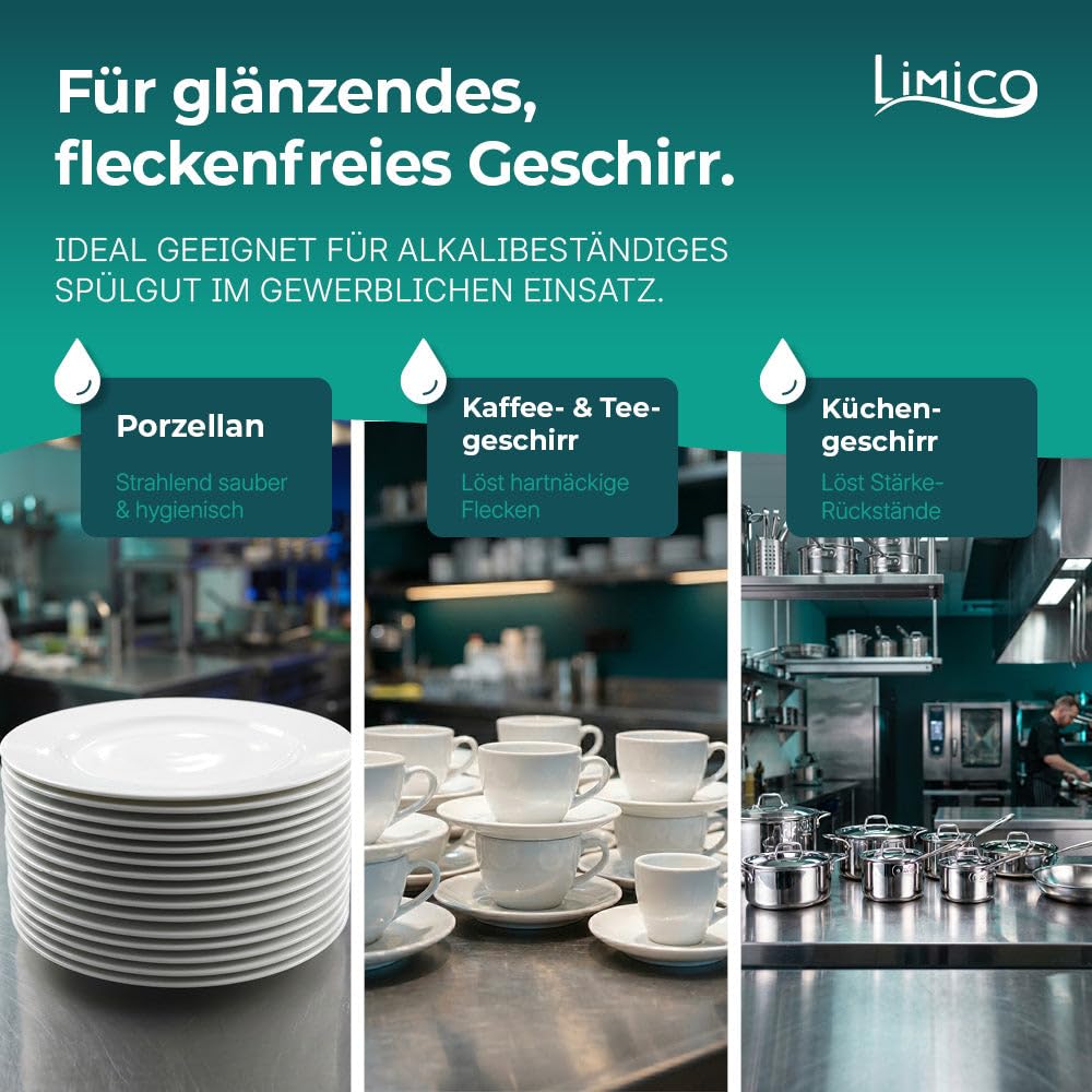 Geschirrspülmittel - 17 kg Geschirrreiniger Sparpaket für gewerbliche Spülmaschinen - Spülmittel für Gastronomie, Kantinen & Catering - kraftvoll gegen starke Verschmutzungen