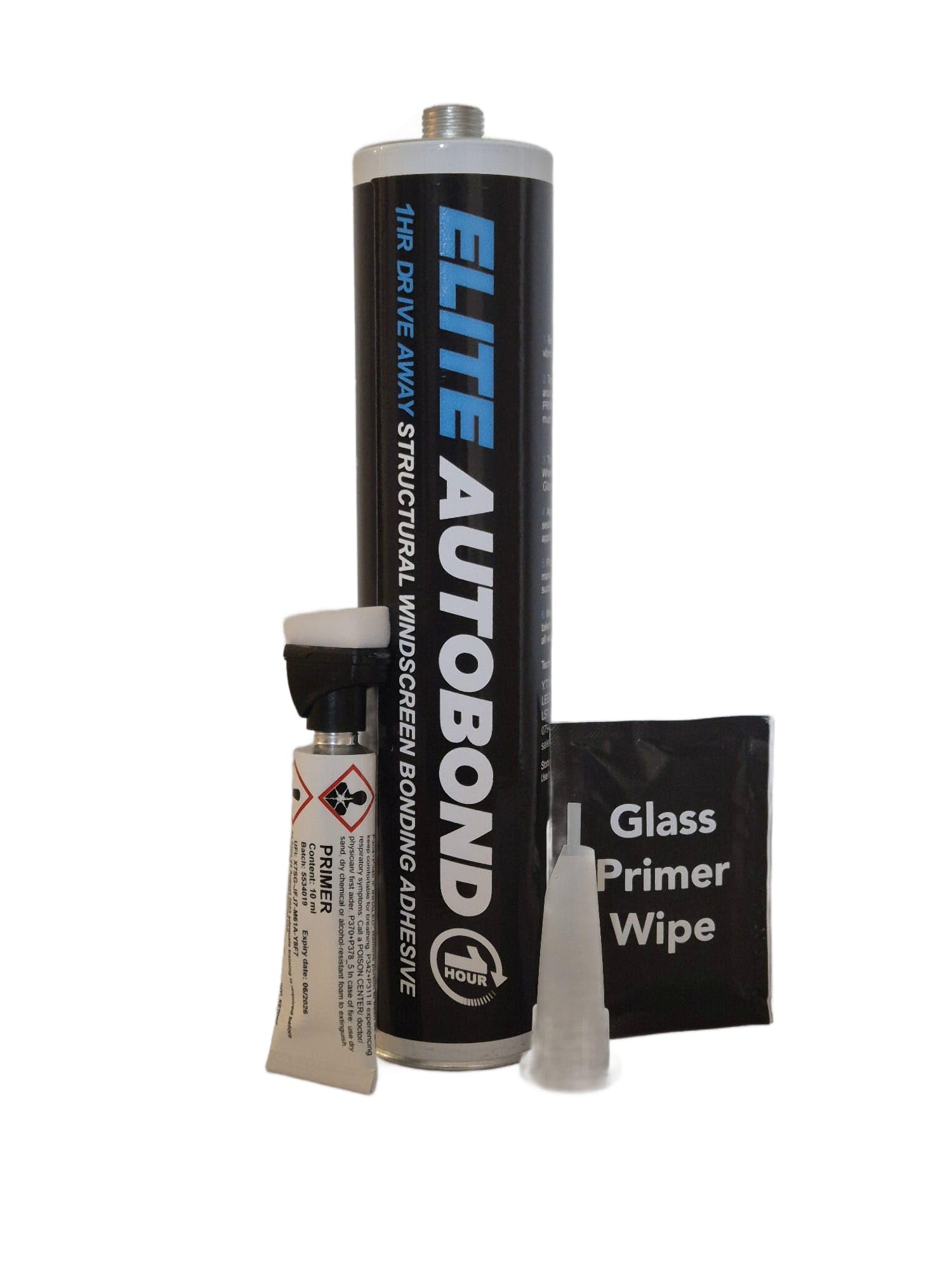 GLASS WINDOW SCREEN TRUCK VAN CAR BONDING ADHESIVE GLUE FULL KIT WITH EASY PRIMER ELITE AUTO BOND 1HR FC
