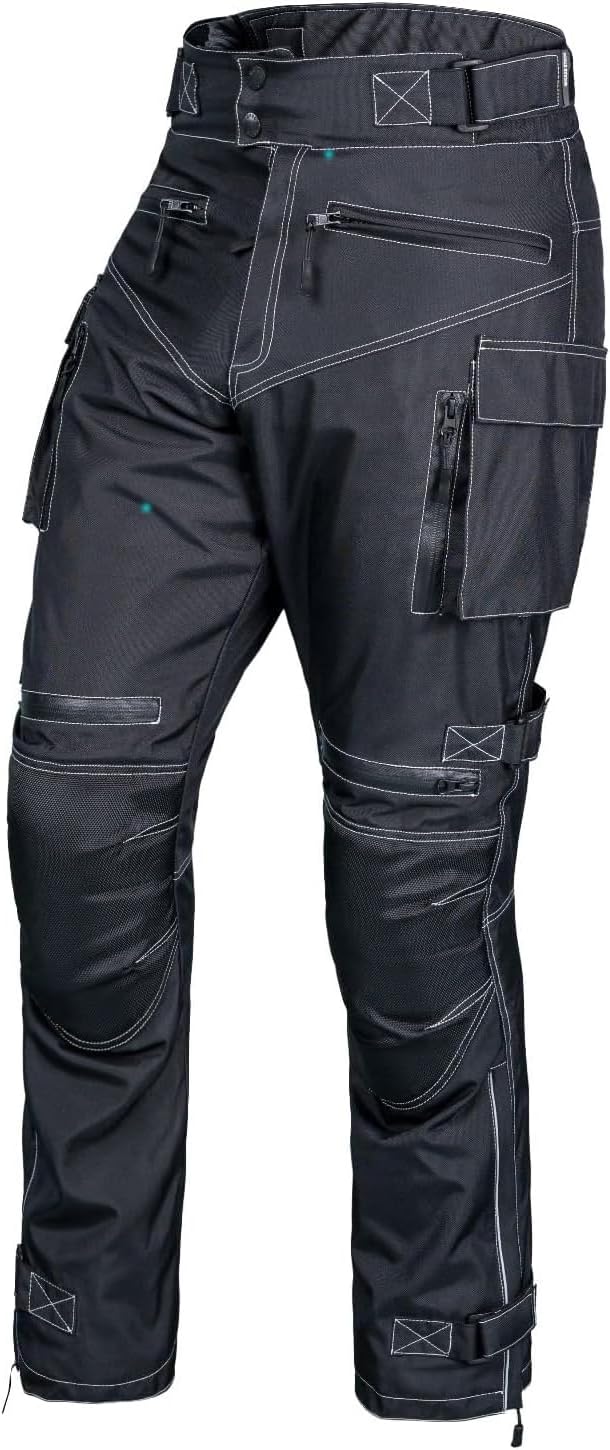 Mens Waterproof Armored Motorcycle Riding Dual Sport Pants Protective CE Level-1