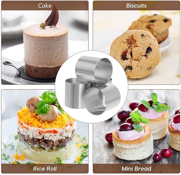 12Pcs 2 Inch Round Mini Cake Rings - Stainless Steel Mousse Dessert Flan Mold, Food Grade Small Pastry Hoops for Cheesecake Crumpet Baking, Cooking & Plating by Tofficu - Image 5