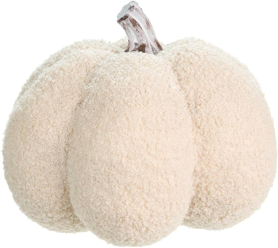 8.25" Hx9.75 W Artificial Fur Pumpkin -Beige (Pack of 2)