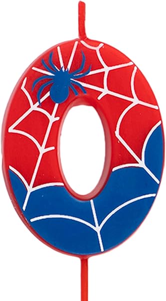 OH YEAH - Velas de Número 3 Arañas para Tartas - Números 0 a 9-6 cm - Perfectas para Tartas Infantiles - Color Rojo y Azul con Telarañas y Araña - Vela Cumpleaños Infantil - Fiesta Telarañas - 5