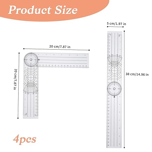 Miniatura 2 de Goniómetro de terapia física de plástico, transportador de ángulo rápido de 360 grados, 7 pulgadas, brazos, medición, goniómetro, herramienta