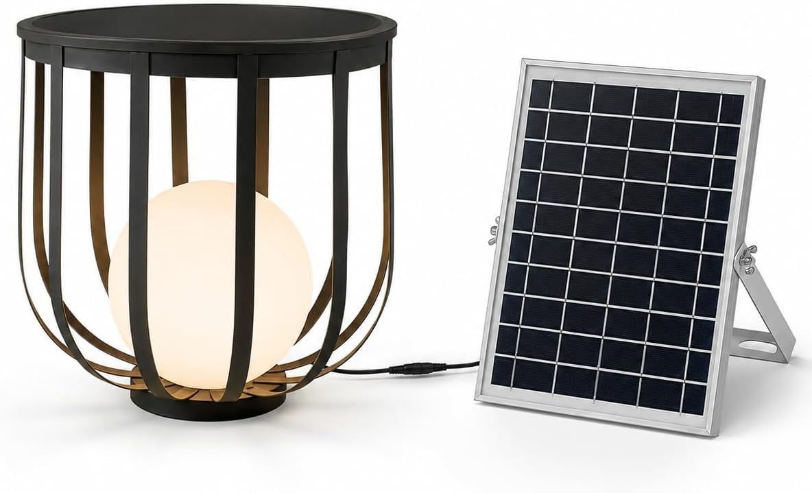 Solar Outdoor Floor Lamp, 5W LED Landscape Lighting Fixture, IP65 | Yard Lantern for Balconies, Lawns, Gardens and Courtyards, with Separate Charging Panel and 3000K Glow(Medium)