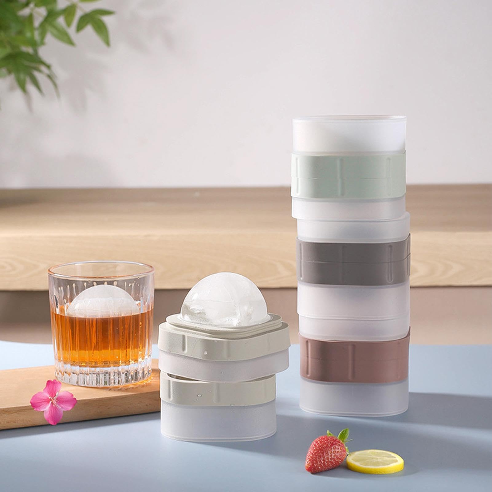 Stampo grande per sfere di ghiaccio, coperchio con foro per riempimento, facile sformatura, stampo per di ghiaccio sferici, per uso quotidiano, pasti, riunioni, bar, ristorante, whisky