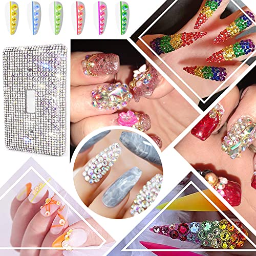 15000 Pcs 3Mm Nail Art Rhinestones Mixed Colors Flatback Round Glitter Crystal Gems Jelly Rhinestones With Tweezer Pick Up Pen For Clothes Shoes Bags Diy Nail Decoration Accessories (3Mm(15000Pcs)) #TOP5
