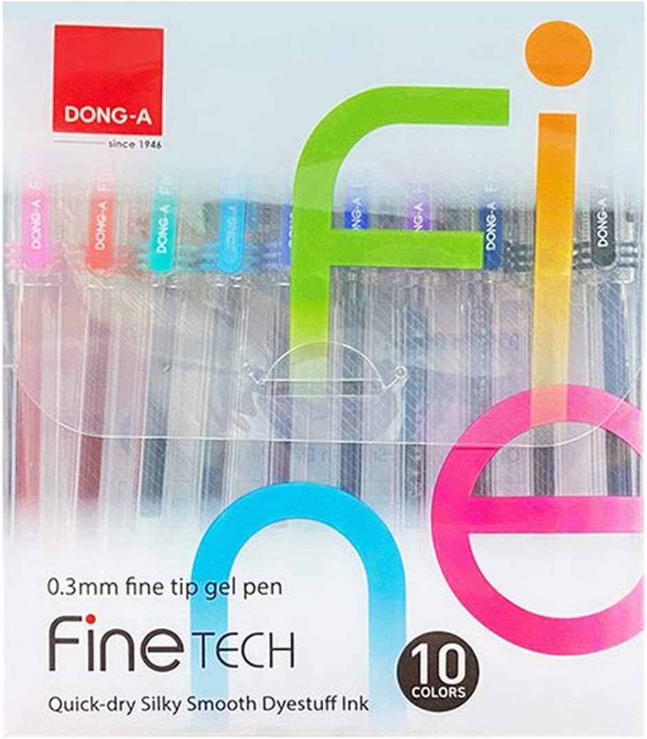DONG-A Fine-Tech Excellent Writing 0.3mm Gel Ink Pens (10colors) by Dong-A