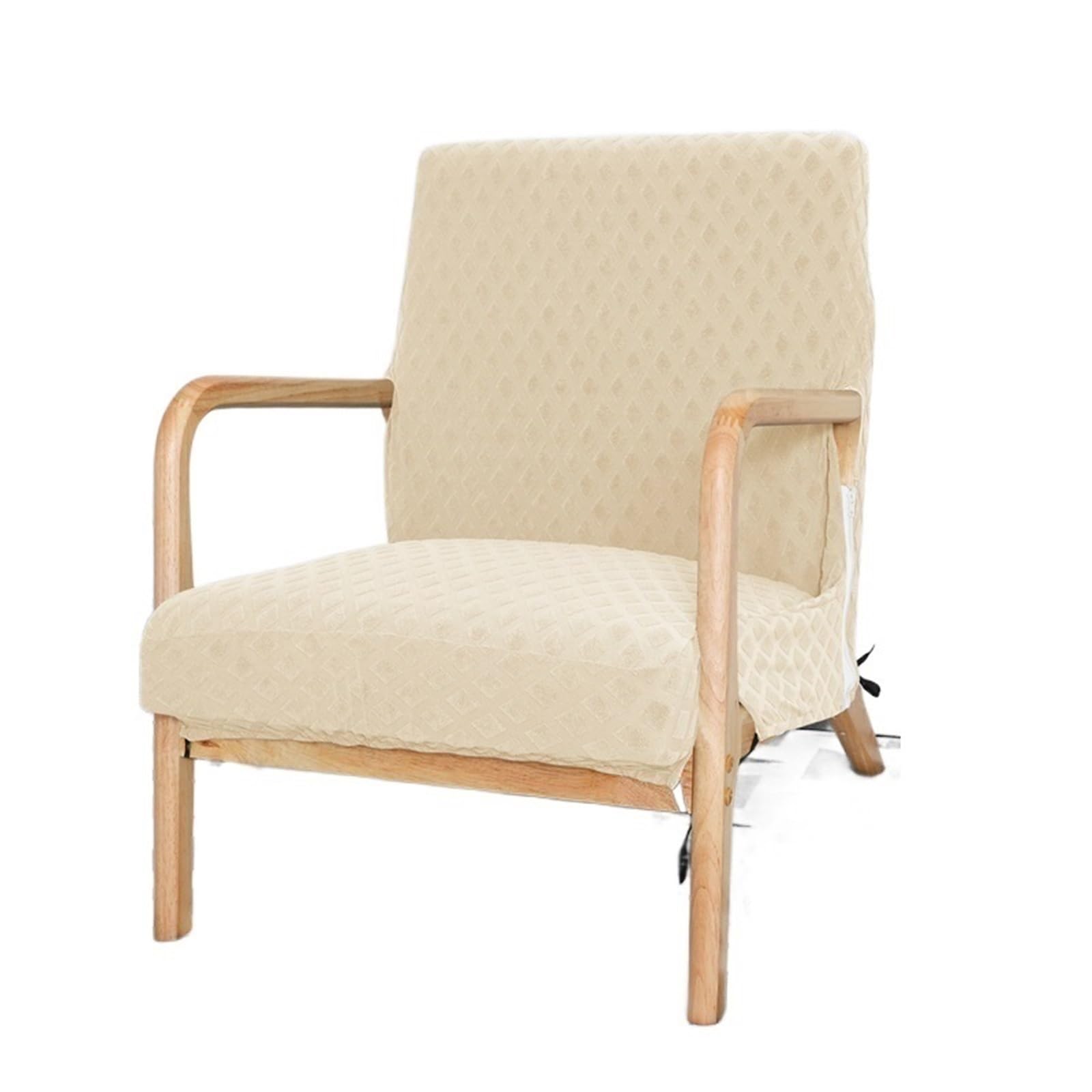 Chair Covers Solid Color Chair Cover Armchair Covers Jacquard Wood Arm Chair Slipcover Protector With Zipper Living Room Hotel Decor (Color : Beige)