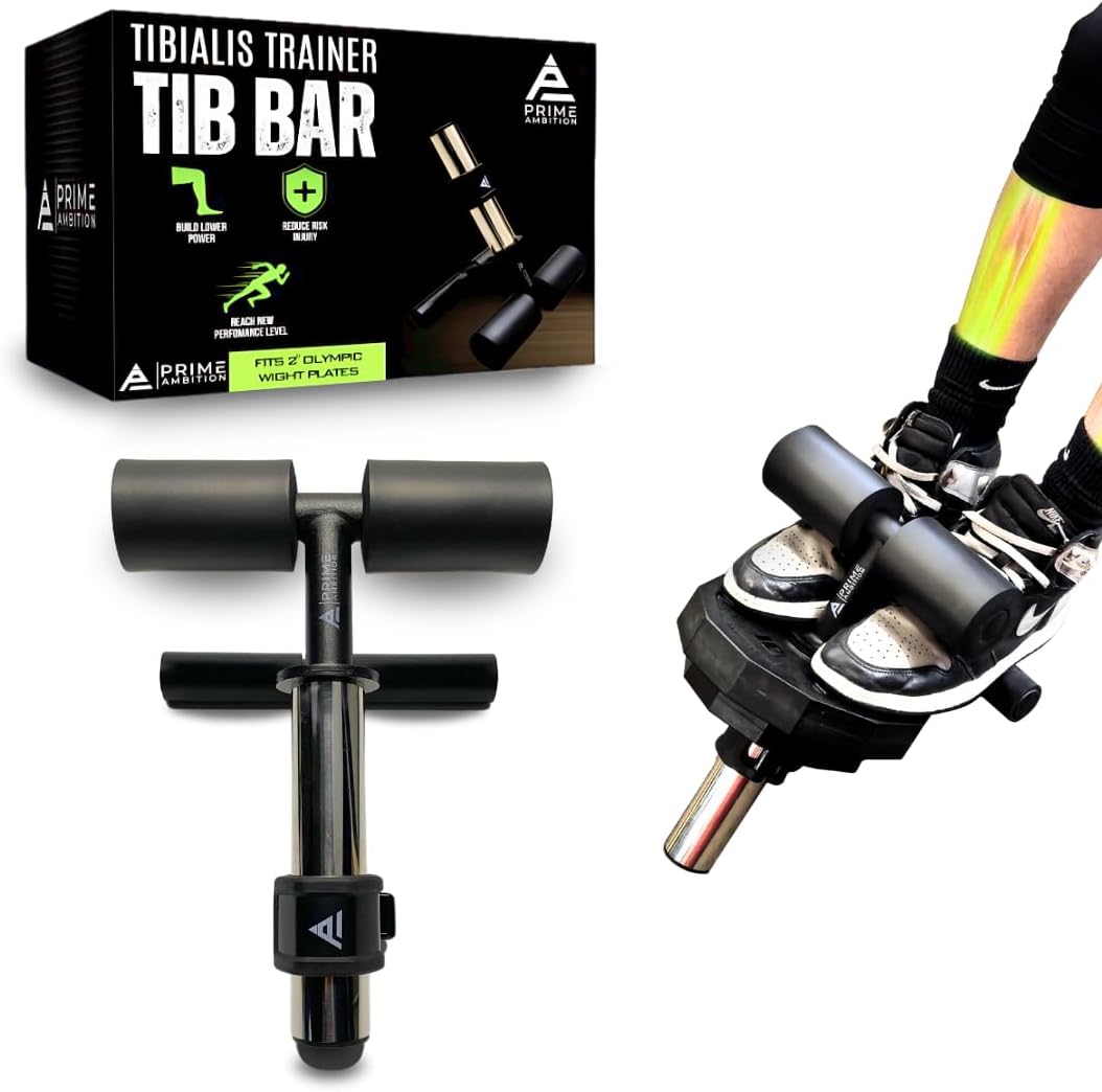 Premium Tib Bar Calf Workout Equipment - Anterior Tibialis Trainer Tibia Dorsi Calf Raise Machine - Tibialis Bar Knees Over Toes Equipment for Calves/Shins/Ankles, Fits 2" Olympic Weight Plates