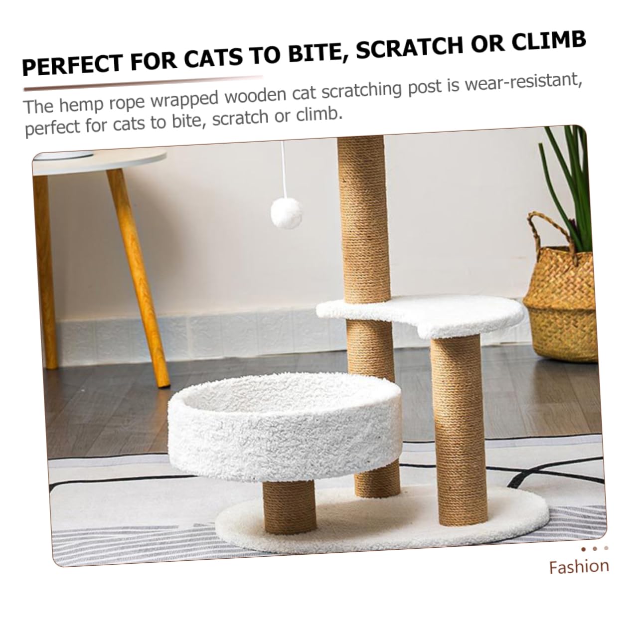 Poste Rascador Vertical para Gatos de Madera y Cuerda, Resistente al Desgaste, Adecuado para Reemplazo en Árboles para Gatos y Protección de Muebles